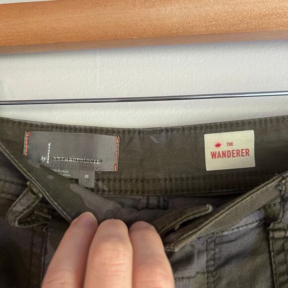 Anthropologie Wanderer Camo Utility Pants Linen Blend Women’s 29 Green Pockets - Picture 7 of 10